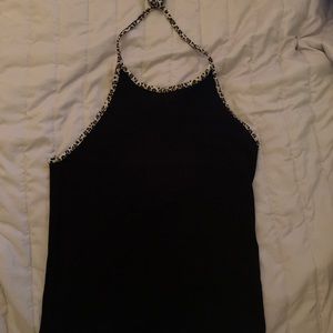 American Eagle halter top with leopard trim